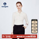 Navigare意大利小帆船女士全羊毛針織衫翻領(lǐng)修身毛衣2334023504 白 S 