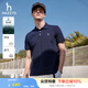 哈吉斯（HAZZYS）男裝 夏季三粒扣休閑上衣索羅娜短袖POLO衫男ASTZE0CBX71 藏青色NV L （175/96A 48）