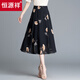 恒源祥雪紡半身裙女夏季薄款短裙遮肉顯瘦a字裙新款高腰中長(cháng)款大擺裙子 黑色【七分款】 有口袋 L 建議 100-115斤