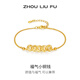 周六福S925銀手鏈女款車(chē)花國風(fēng)主題福氣小銅錢(qián)招財手飾送女生 鏈長(cháng)約16+3cm