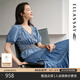 ELLASSAY歌力思夏季新款造型抽褶V領(lǐng)牛仔襯衫女EWW342N03200 深牛仔藍(lán) S