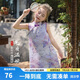 圖圖小象女童國風(fēng)旗袍裙兒童純棉裙子新中式連衣裙 紫色  150 身高約150cm