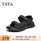 他她（TATA）運(yùn)動休閑涼鞋男戶外厚底真皮沙灘鞋2025夏季新款27B17BL5 黑色 41