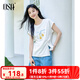 歐莎水果印花T恤開叉圓領(lǐng)寬松短袖套頭衫上衣女2025年夏季新款 白色 M