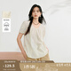 茵曼（INMAN）法式鏤空刺繡純棉襯衫2025夏季女裝新款寬松V領(lǐng)泡泡袖襯衣  淡香杏 XL