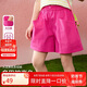 ASK JUNIOR兒童短褲2025夏季女童透氣海邊度假風(fēng)五分沙灘褲 玫紅色  160 