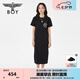 BOY LONDON【夏日畫(huà)廊】夏女士長(cháng)裙顯瘦開(kāi)叉寬松黑色連衣裙W17703 黑色 M
