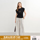 獨(dú)束大碼女裝別致掐腰設(shè)計(jì)感T恤2025夏新款時(shí)尚修身顯瘦短袖上衣 典雅黑 2XL （尺碼：4）