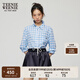 Teenie Weenie小熊女裝襯衫2025夏季新款清新學院格紋田園翻領襯衣 藍色 L