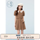紫涵（ZIHAN）紫涵假兩件撞色翻領(lǐng)連衣裙女2025夏季新款甜美單排扣短袖a字短裙 咖格 S