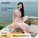 珂萊蒂爾【玫瑰裙】2025夏季新款桑蠶絲復(fù)古優(yōu)雅茶歇裙女V領(lǐng)碎花連衣裙 淡紅色 M