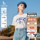 哈吉斯（HAZZYS）女裝 夏季女士【PHIZ系列】印花寬松短款圓領(lǐng)T恤女 米黃色OW M (160/84A 38)