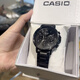 卡西歐（CASIO）手表男士商務(wù)黑武士非機械表黑色鋼帶時(shí)尚防水石英手表 男友禮物 MTP-E321B-1A禮盒裝 44mm