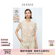 JESSIE【汀蘭花溪】2025年春夏新款小清新仿真絲雪紡印花短袖上衣 橙色 S