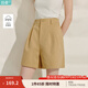 茵曼（INMAN）章若楠同款|茵曼通勤純棉短褲女2025年夏季新款五分直筒白色褲子 卡其色 27