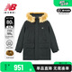 NEW BALANCE NB 男羽絨服冬季保暖連帽鴨絨防潑水毛領(lǐng)中長(zhǎng)款羽絨服AMJ44300 AMJ44300-BK XL