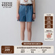 Teenie Weenie小熊牛仔短褲女夏季韓版簡(jiǎn)約休閑松緊高腰時(shí)尚牛仔褲女 深藍(lán)色 M (165)
