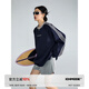 ICH MODE衛(wèi)衣女美式復(fù)古條紋圓領(lǐng)女裝秋冬寬松運(yùn)動(dòng)上衣外套2025新款 寶藍(lán)色 M