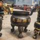 彩仁圓形鑄鐵燒香爐寺廟純銅香爐上香大號(hào)插香爐鼎道家佛堂三足鼎 肚徑30厘米高25厘米圖紙定金