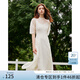 范思藍恩天絲薄紗連衣裙子女夏2024新款設計感萊賽爾短袖12929 香檳色 S