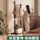 全品屋實木衣帽架落地立式掛晾衣服架小戶型臥室房間掛包簡易置物架高級