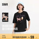 森馬（Semir）短袖t恤女中長(zhǎng)款萌寵花上衣25夏透氣吸濕寬松套頭衫109325100005
