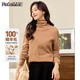 品彩（PinCai）100%純色羊毛衫女新年戰袍高領(lǐng)氣質(zhì)針織衫毛衣打底衫P144Z8003