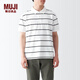 無印良品（MUJI）男式 棉水洗天竺編織 短袖POLO衫 襯衫 純棉 全棉男裝 ABE14A3S 白色 L