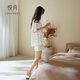 悅內涼感睡衣女夏季莫代爾短袖短褲家居服夏天冰絲時(shí)尚休閑可外穿出門(mén) 23645梔子白 XL (170) 【體重120-140斤】