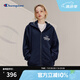 Champion冠軍秋季新款休閑膠印logo開(kāi)衫拉鏈連帽衛(wèi)衣情侶男女同款簡(jiǎn)約 藏青色 L