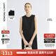 朗姿2025夏季新款無袖圓領(lǐng)連衣裙女直筒重工釘珠優(yōu)雅通勤都市裙子 黑色 S