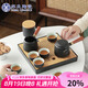 蘇氏陶瓷（SUSHI CERAMICS）功夫茶具套裝實木手柄側(cè)把茶壺日式竹面儲水式茶盤七夕禮物J0400