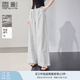 香影條紋直筒闊腿褲女2025夏季新款梨形身材遮胯高腰寬松休閑長褲 條紋 休閑褲 M 160/84A/95-110斤