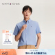 TOMMY HILFIGER【彈力牛津紡】夏季男裝易打理休閑度假風條紋純色短袖襯衣襯衫男 【牛津紡凈色】天空藍VP8 M （推薦：135-150斤）