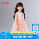 笛莎（DEESHA）童裝兒童女童裙子2025夏季新款小童女寶寶時(shí)尚百搭連衣裙 粉桔 140