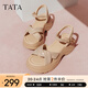 他她（TATA）涼鞋女鞋2025夏季新款休閑厚底法式氣質(zhì)時(shí)裝涼鞋女 杏色 36