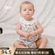 OAK FAMILY新生嬰兒夏季無袖包屁衣薄款全棉滿月寶寶連體三角爬服 青鳥與薔薇 90cm （推薦1~2歲）