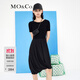 MO&Co.夏法式立裁花苞型短袖園藝風(fēng)連衣裙設計感女 黑色 S 160