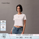 Calvin KleinJeans25春夏女士經(jīng)典ck字母印花潮流辣妹短款短袖T恤47AB213 YAF-月光白 S
