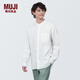 無印良品（MUJI）男式 麻 立領(lǐng)長袖襯衫 男士襯衣 漢麻 男裝 上衣  AC9AAA4S 白色 L (175/100A)