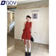 DGOV復(fù)古紅色波點(diǎn)無(wú)袖連衣裙女裝2025夏季氣質(zhì)系帶收腰顯瘦背心裙子女 紅色波點(diǎn)裙 M 建議100-110斤