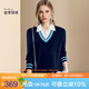 迪菲麗格假兩件針織上衣女2025年春季新款百搭襯衫領(lǐng)套頭打底毛衣 圖片色 S