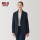 無印良品（MUJI）女式 起毛 西裝領(lǐng)夾克 女外套秋冬款 女裝 休閑 小西服BD0ZDC4A 深藏青色 L 165/88A