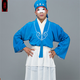 戲曲服裝男店小二小蒼娃演出服艄公書(shū)童武大郎船夫戲劇服裝茶衣裙 藍色 均碼 上衣+褲+裙 不含帽
