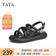 他她（TATA）白色沙灘涼鞋女軟底松糕鞋外穿百搭夏季新款WDP01BL3 黑色 39