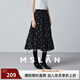 MSLAN|商場同款23秋新款印花人絲半裙MFCE8208 烏黑 M