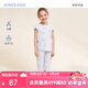 愛慕兒童（AIMER KIDS）夏季短袖男女童兒童睡衣家居服短袖上衣褲子A類透氣舒爽奶皮衣 女七分褲-鯨魚水母AK1428862 120