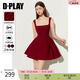 DPLAY2025年夏季新款紅色連衣裙女修身顯瘦禮服裙子性感吊帶裙短裙爆款 果醬紅 S