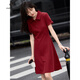 clotho Rennie品牌女裝小個子連衣裙女2025夏季新款休閑短袖POLO領(lǐng)中長款裙子 紅色 M