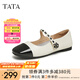 他她（TATA）法式氣質(zhì)瑪麗珍鞋女鞋淺口小皮鞋單鞋秋新款YBP03CQ4 米白/黑 36